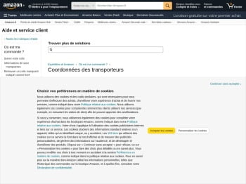Coordonnées du transporteur - Service client Amazon